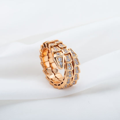 [Perla Lux]SERPENTI RING PINK GOLD DIAMOND DOUBLE ROW