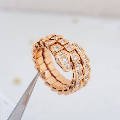 [Perla Lux]SERPENTI RING PINK GOLD DIAMOND DOUBLE ROW