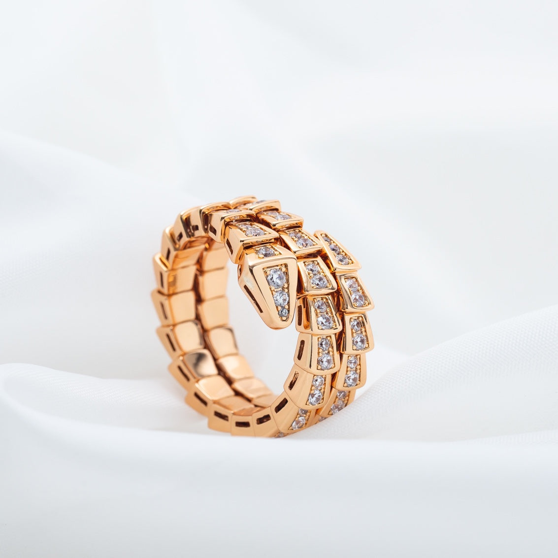 [Perla Lux]SERPENTI RING PINK GOLD DIAMOND DOUBLE ROW