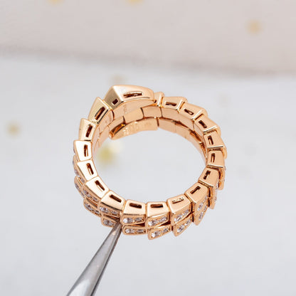 [Perla Lux]SERPENTI RING PINK GOLD DIAMOND DOUBLE ROW