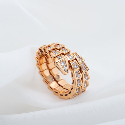 [Perla Lux]SERPENTI RING PINK GOLD DIAMOND DOUBLE ROW