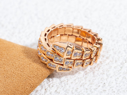 [Perla Lux]SERPENTI RING PINK GOLD DIAMOND DOUBLE ROW