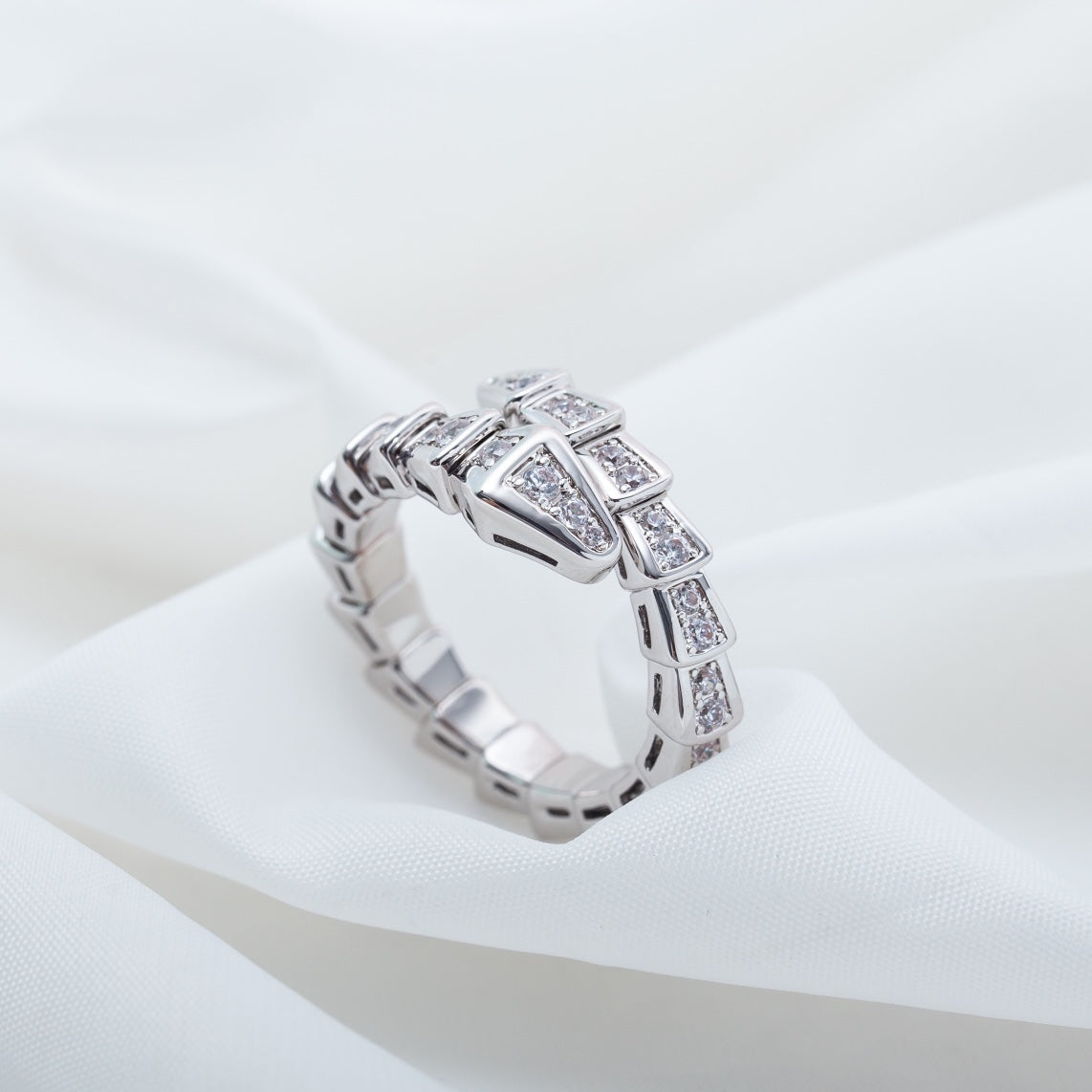 [Perla Lux]SERPENTI RING SILVER DIAMOND PAVED 4MM