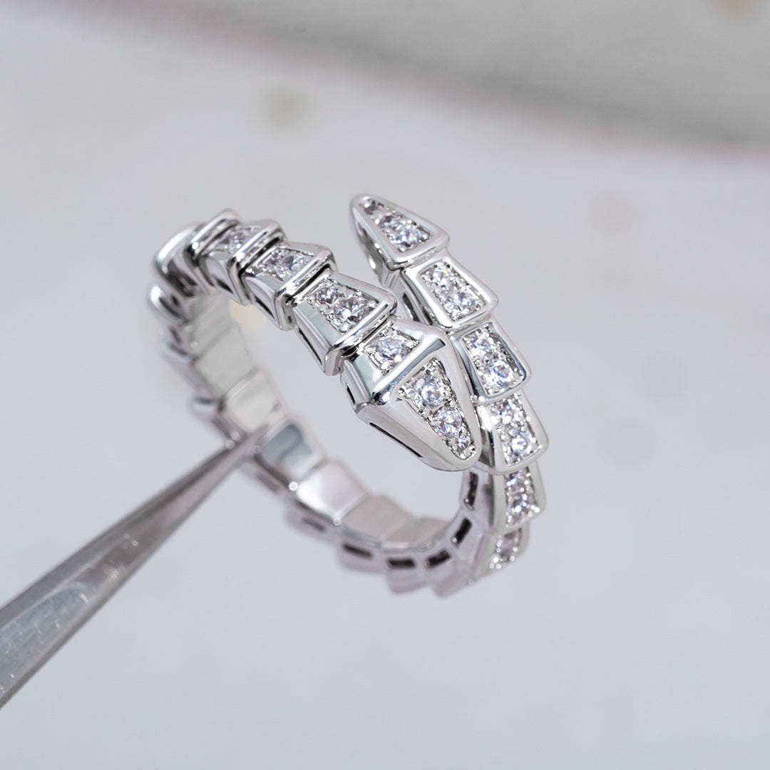 [Perla Lux]SERPENTI RING SILVER DIAMOND PAVED 4MM