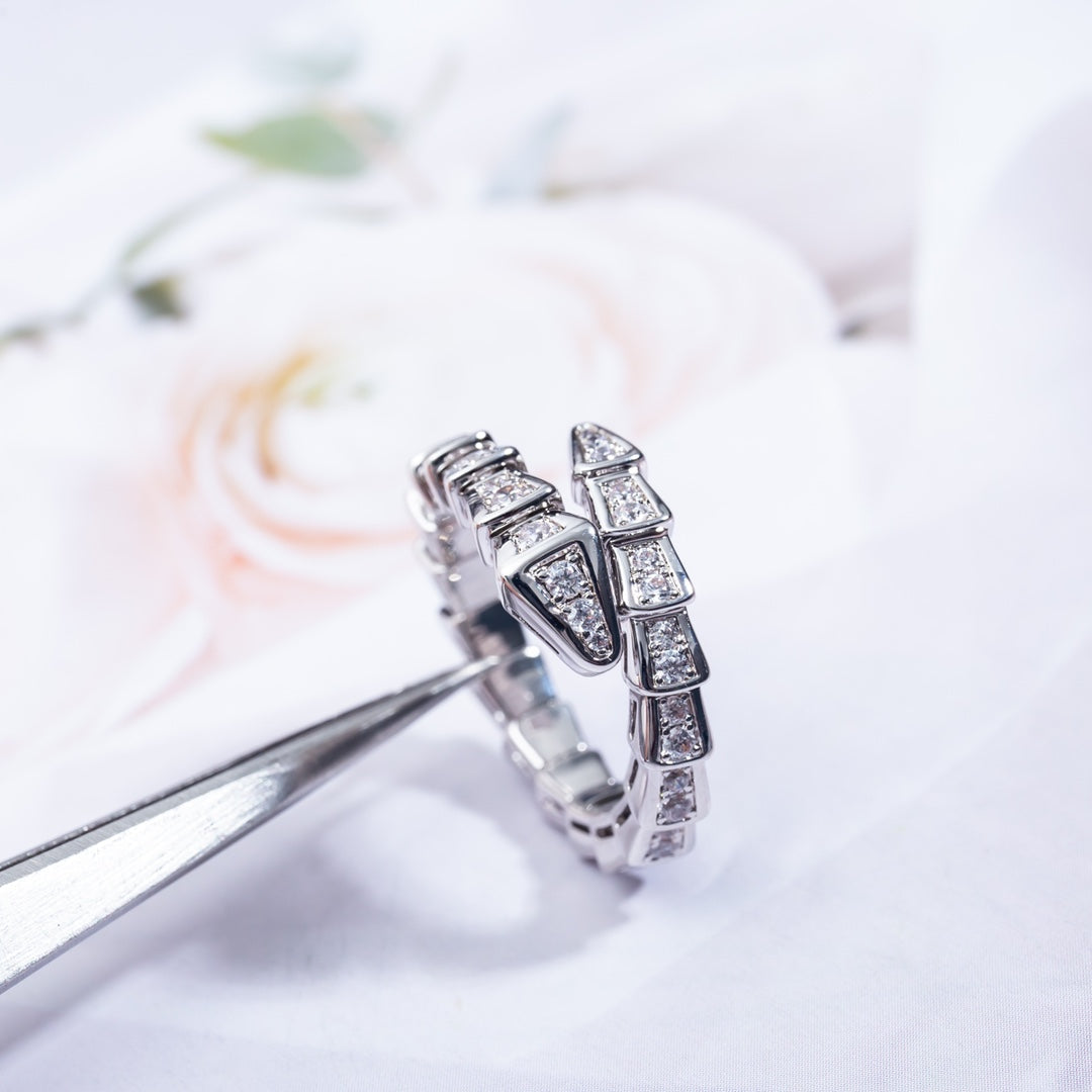 [Perla Lux]SERPENTI RING SILVER DIAMOND PAVED 4MM