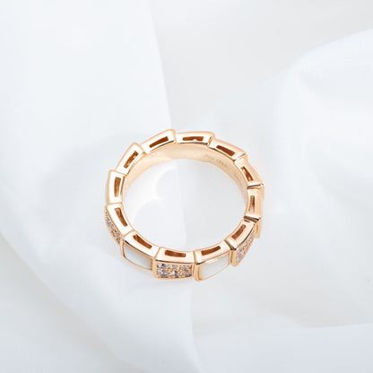 [Perla Lux]SERPENTI RING PINK GOLD MOP DIAMOND PAVED 4MM