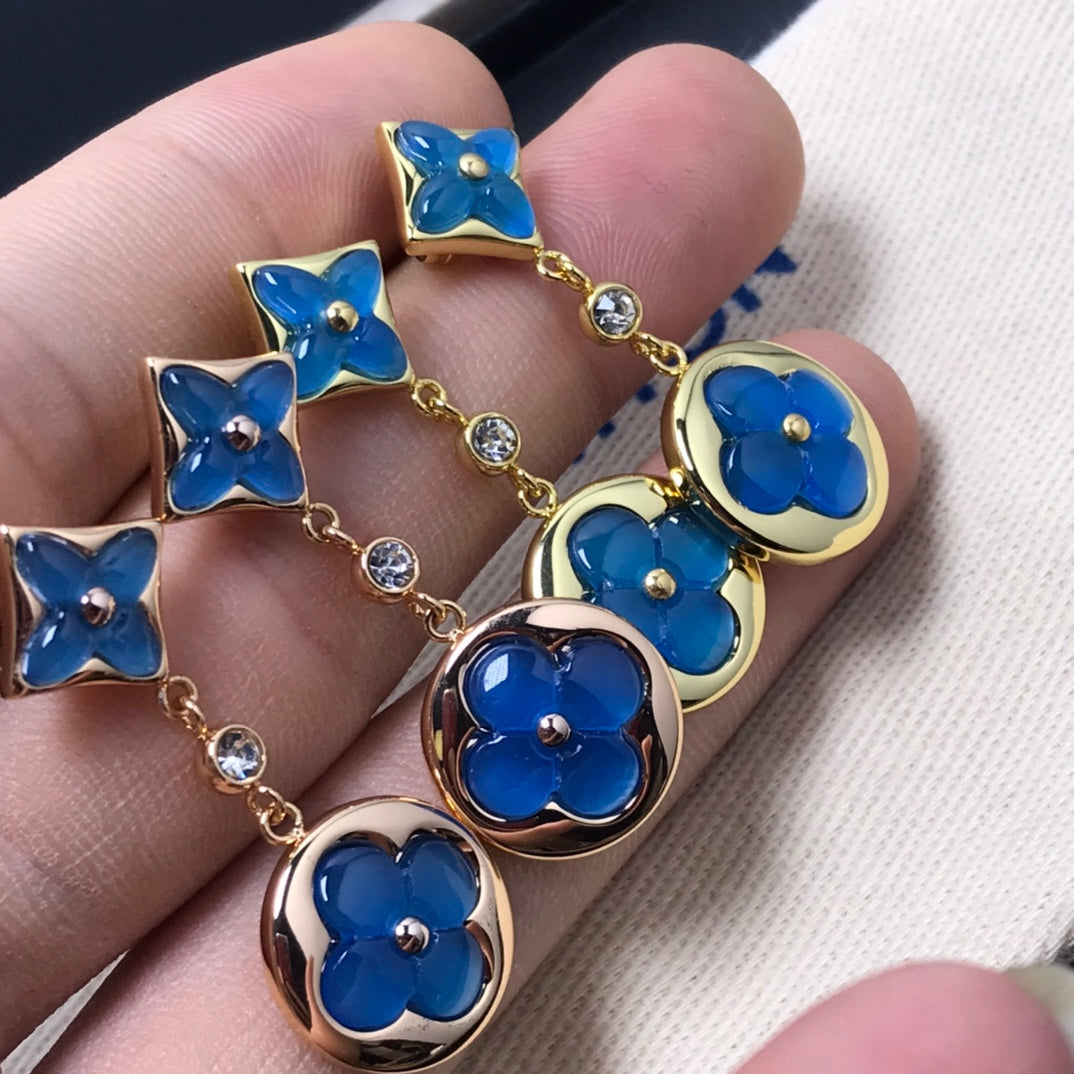 [Perla Lux]STAR AND SUN AGATE DIAMOND EARRINGS
