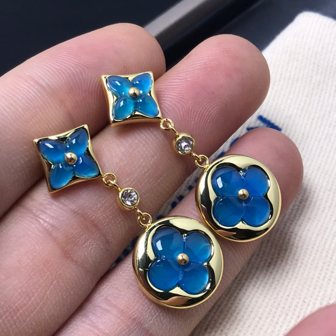 [Perla Lux]STAR AND SUN AGATE DIAMOND EARRINGS