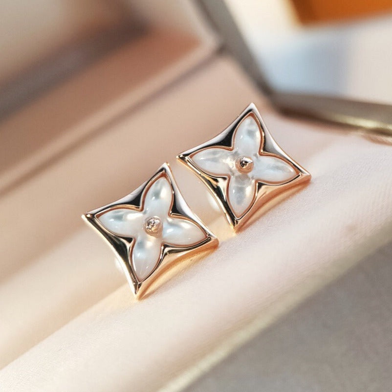 [Perla Lux]STAR MOP PINK GOLD EARRINGS
