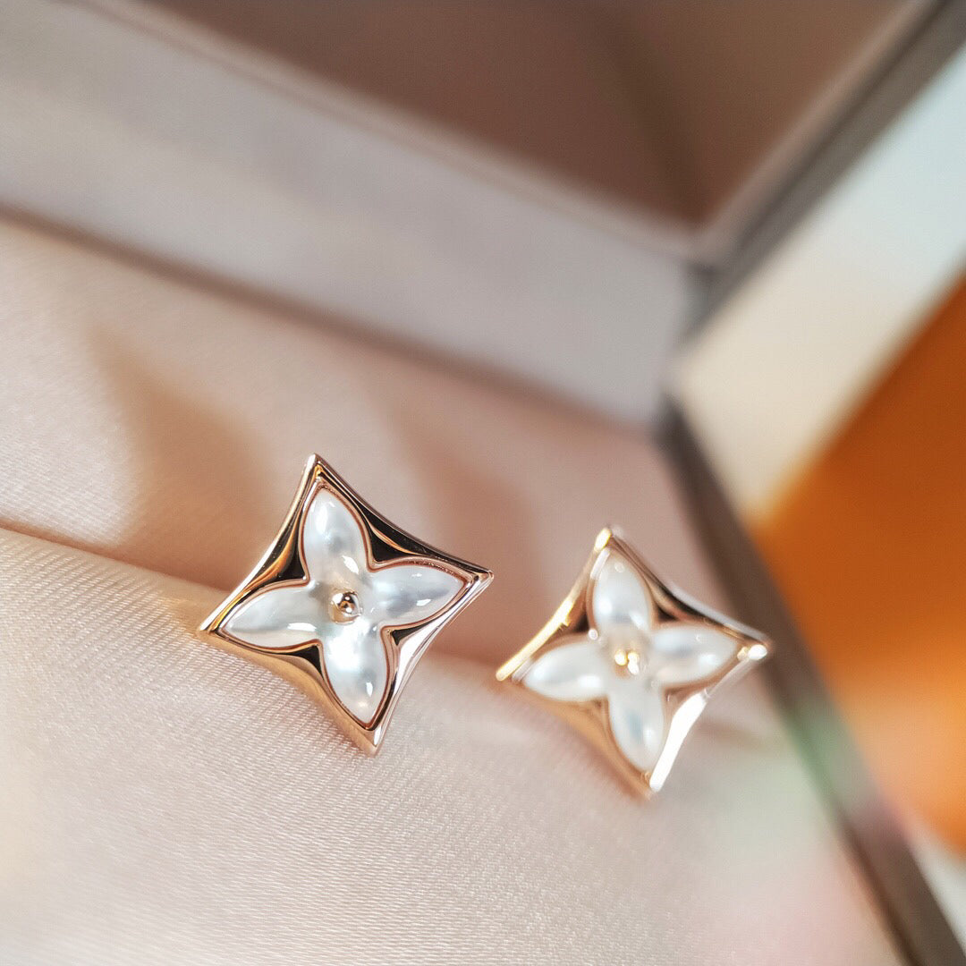 [Perla Lux]STAR MOP PINK GOLD EARRINGS