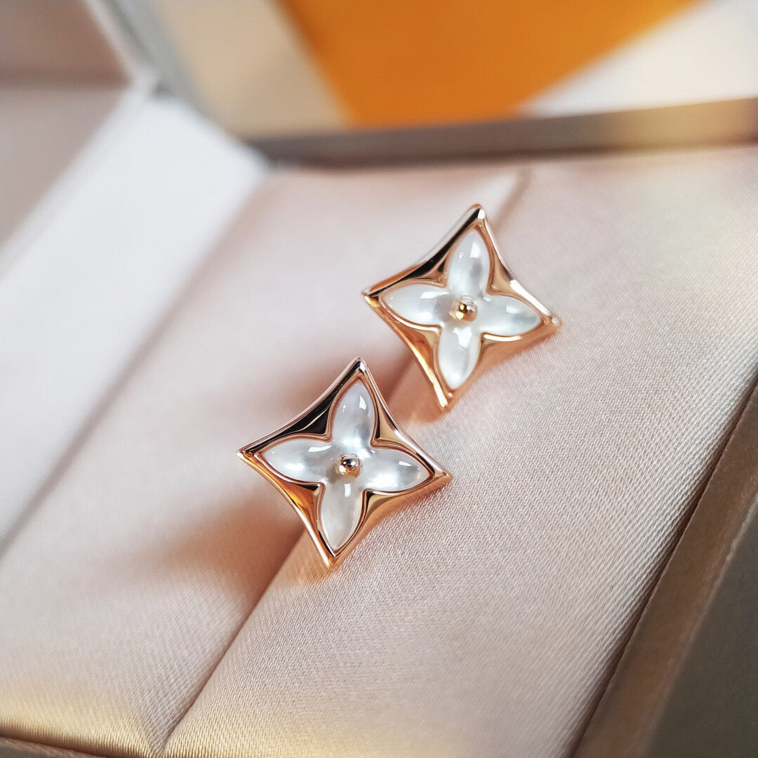 [Perla Lux]STAR MOP PINK GOLD EARRINGS