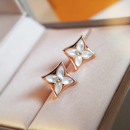 [Perla Lux]STAR MOP PINK GOLD EARRINGS