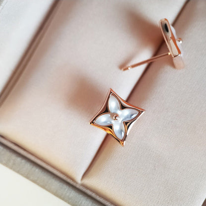 [Perla Lux]STAR MOP PINK GOLD EARRINGS
