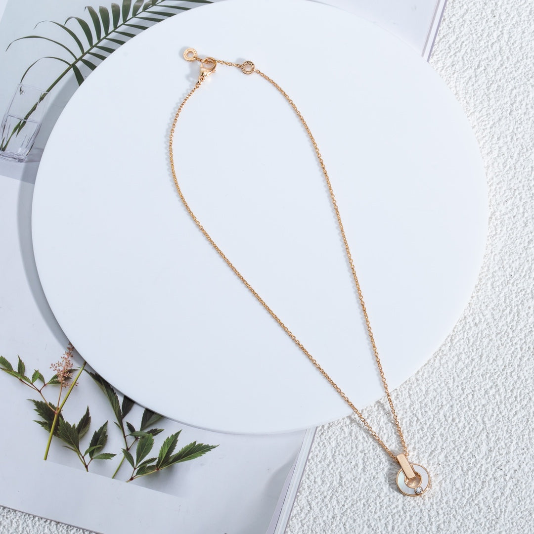 [Perla Lux]GARI NECKLACE PINK GOLD MOP