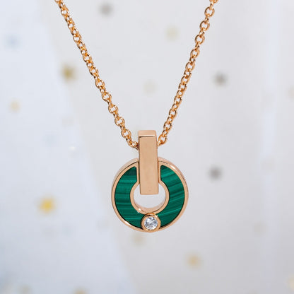 [Perla Lux]GARI NECKLACE PINK GOLD MALACHITE