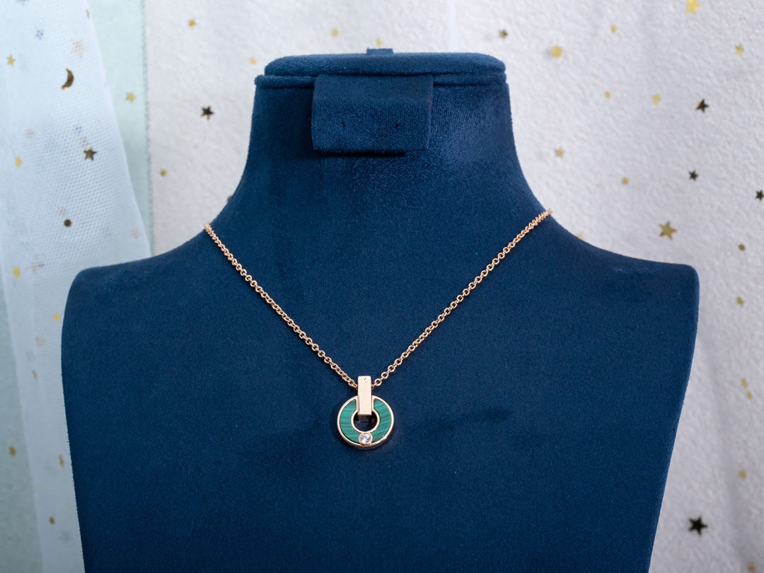 [Perla Lux]GARI NECKLACE PINK GOLD MALACHITE
