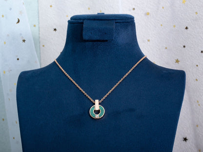 [Perla Lux]GARI NECKLACE PINK GOLD MALACHITE