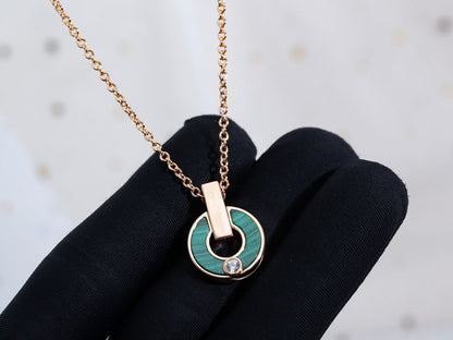 [Perla Lux]GARI NECKLACE PINK GOLD MALACHITE