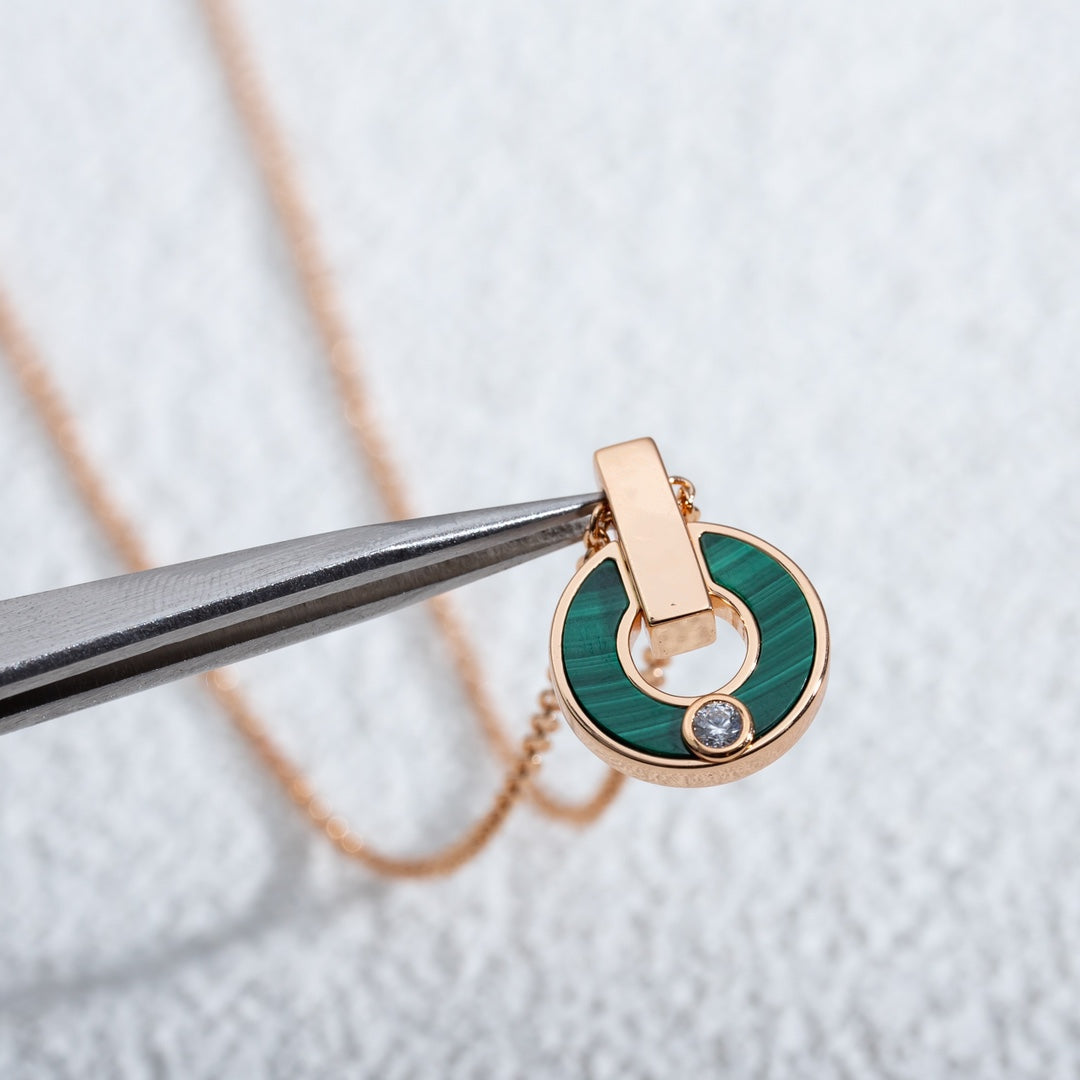 [Perla Lux]GARI NECKLACE PINK GOLD MALACHITE