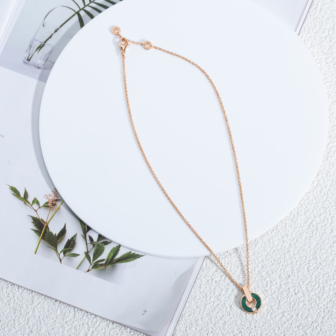 [Perla Lux]GARI NECKLACE PINK GOLD MALACHITE