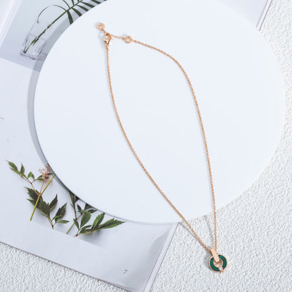 [Perla Lux]GARI NECKLACE PINK GOLD MALACHITE