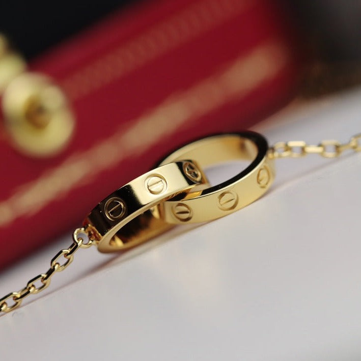 [Perla Lux]LOVE NECKLACE DOUBLE RING GOLD