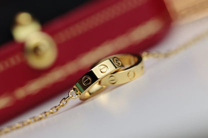 [Perla Lux]LOVE NECKLACE DOUBLE RING GOLD