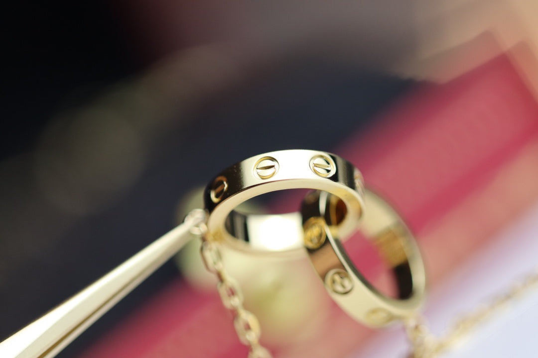 [Perla Lux]LOVE NECKLACE DOUBLE RING GOLD