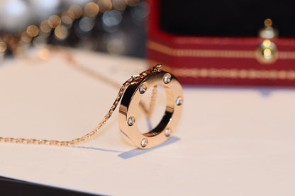 [Perla Lux]LOVE NECKLACE 16MM 6 DIAMONDS PINK GOLD