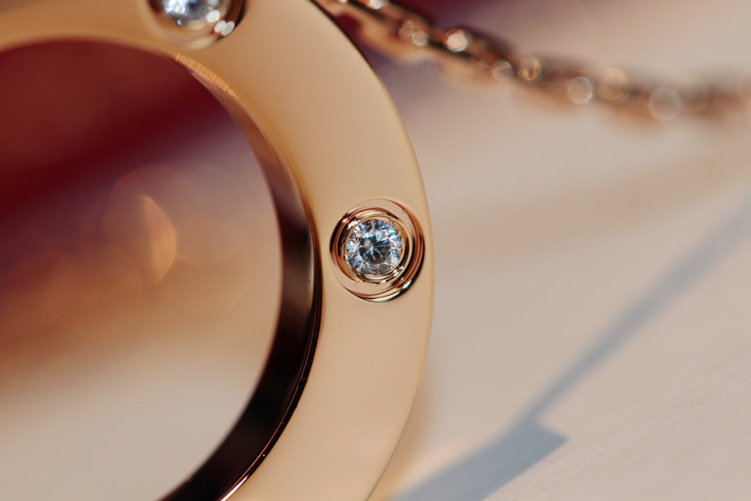 [Perla Lux]LOVE NECKLACE 16MM 6 DIAMONDS PINK GOLD
