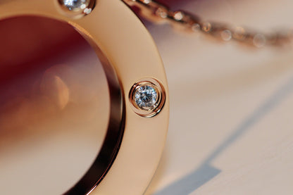 [Perla Lux]LOVE NECKLACE 16MM 6 DIAMONDS PINK GOLD