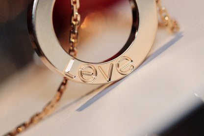 [Perla Lux]LOVE NECKLACE 16MM 6 DIAMONDS PINK GOLD