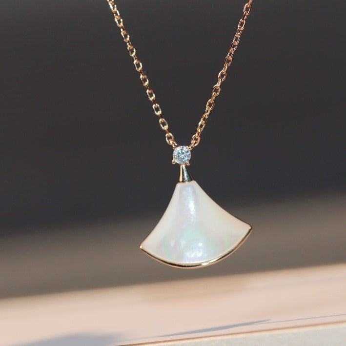 [Perla Lux]DREAM NECKLACE WHITE MOP PINK GOLD 1 DIAMOND