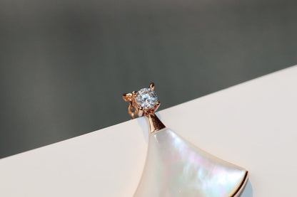 [Perla Lux]DREAM NECKLACE WHITE MOP PINK GOLD 1 DIAMOND