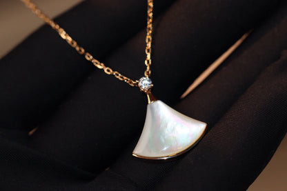[Perla Lux]DREAM NECKLACE WHITE MOP PINK GOLD 1 DIAMOND