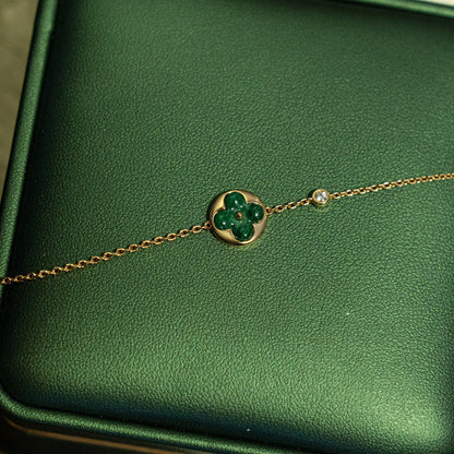 [Perla Lux]SUN MALACHITE 1 DIAMOND PINK GOLD BRACELET