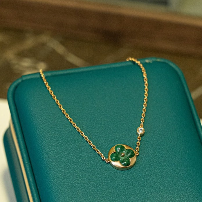 [Perla Lux]SUN MALACHITE 1 DIAMOND PINK GOLD BRACELET