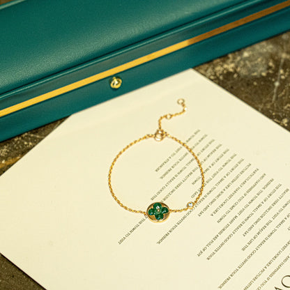 [Perla Lux]SUN MALACHITE 1 DIAMOND PINK GOLD BRACELET
