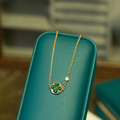 [Perla Lux]SUN MALACHITE 1 DIAMOND PINK GOLD BRACELET