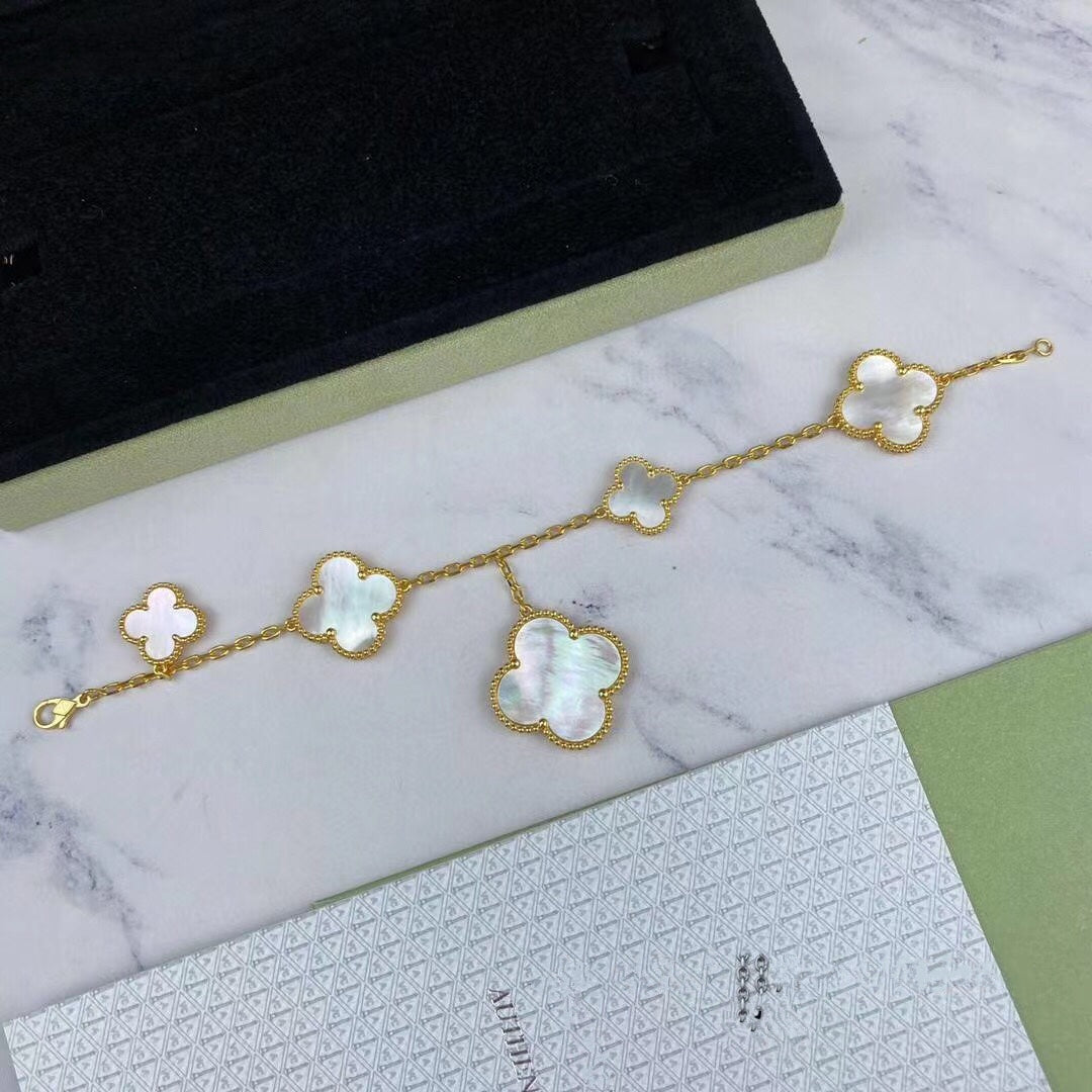 [Perla Lux]MAGIC CLOVER MOP GOLD BRACELET 5 MOTIFS