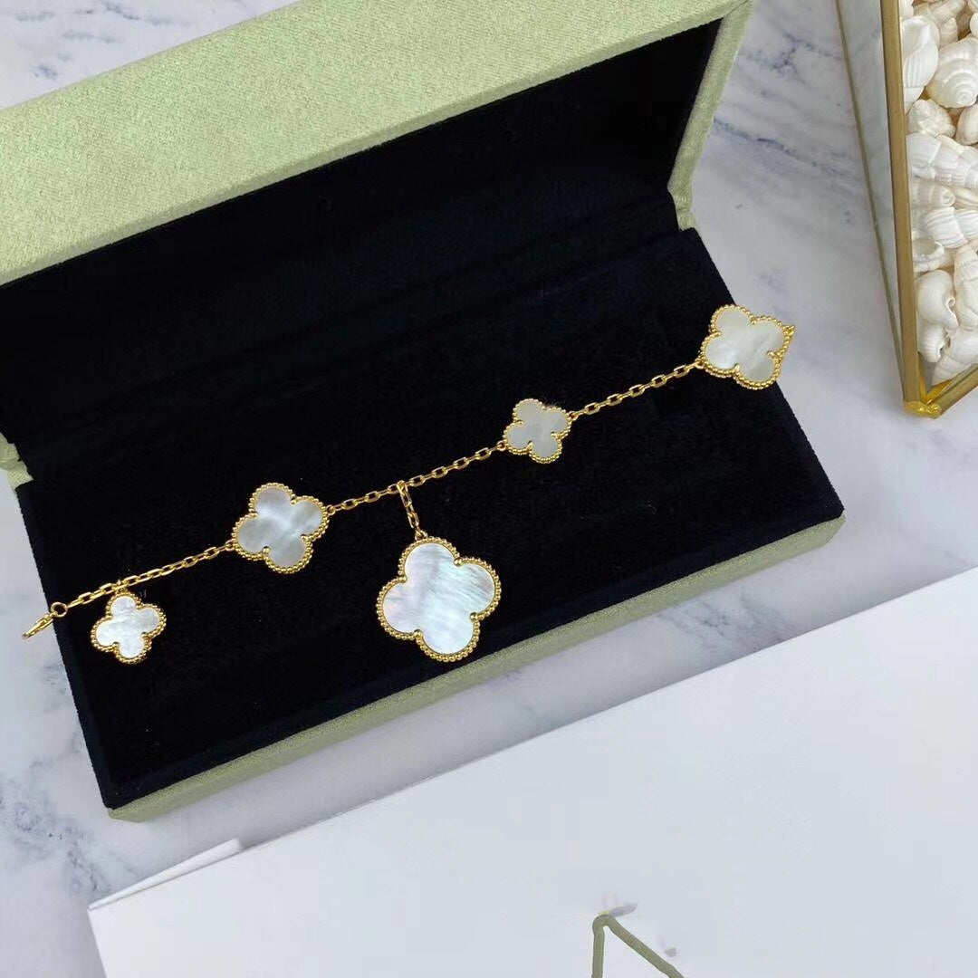 [Perla Lux]MAGIC CLOVER MOP GOLD BRACELET 5 MOTIFS