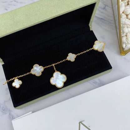 [Perla Lux]MAGIC CLOVER MOP GOLD BRACELET 5 MOTIFS