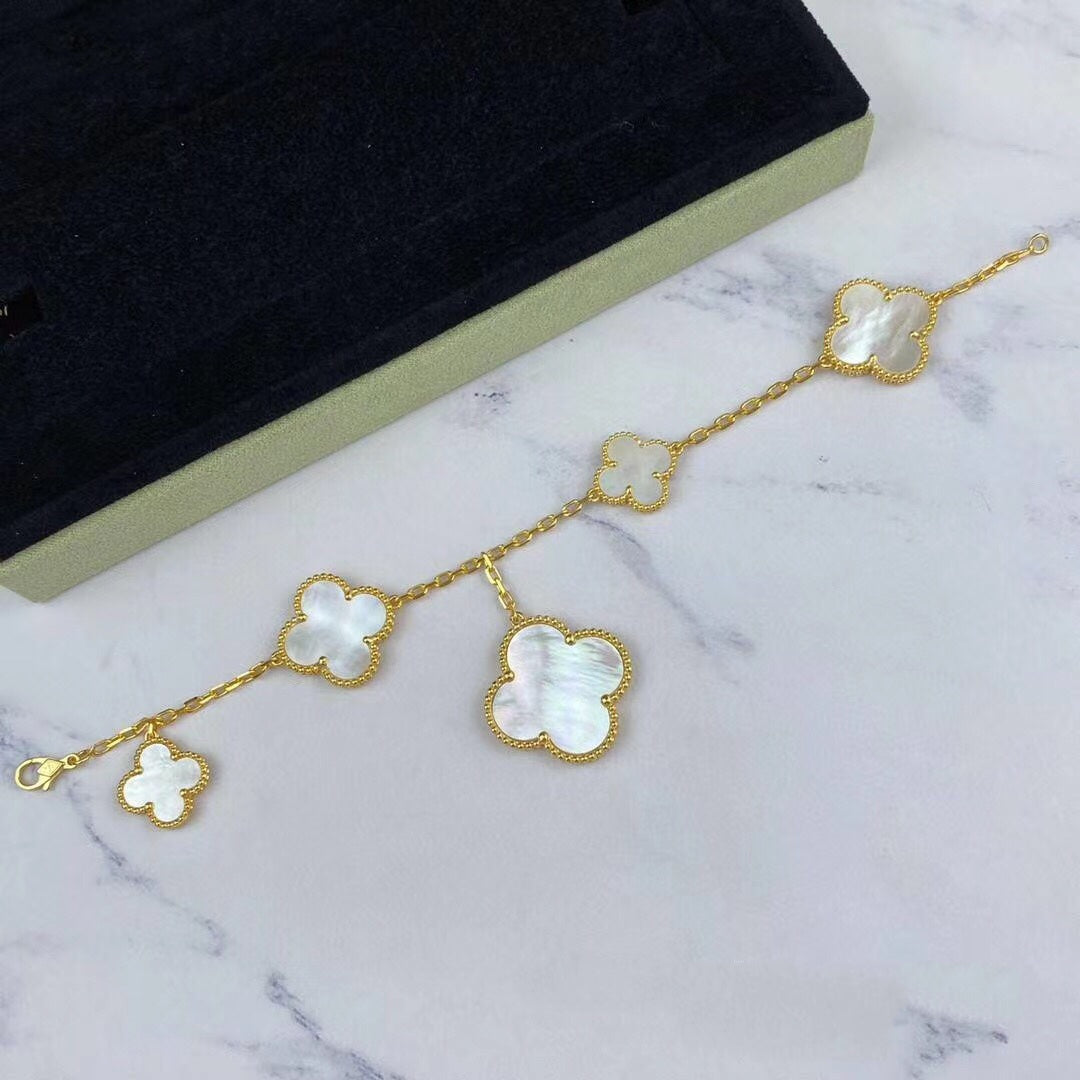 [Perla Lux]MAGIC CLOVER MOP GOLD BRACELET 5 MOTIFS