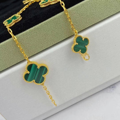 [Perla Lux]MAGIC CLOVER MALACHITE GOLD BRACELET 5 MOTIFS