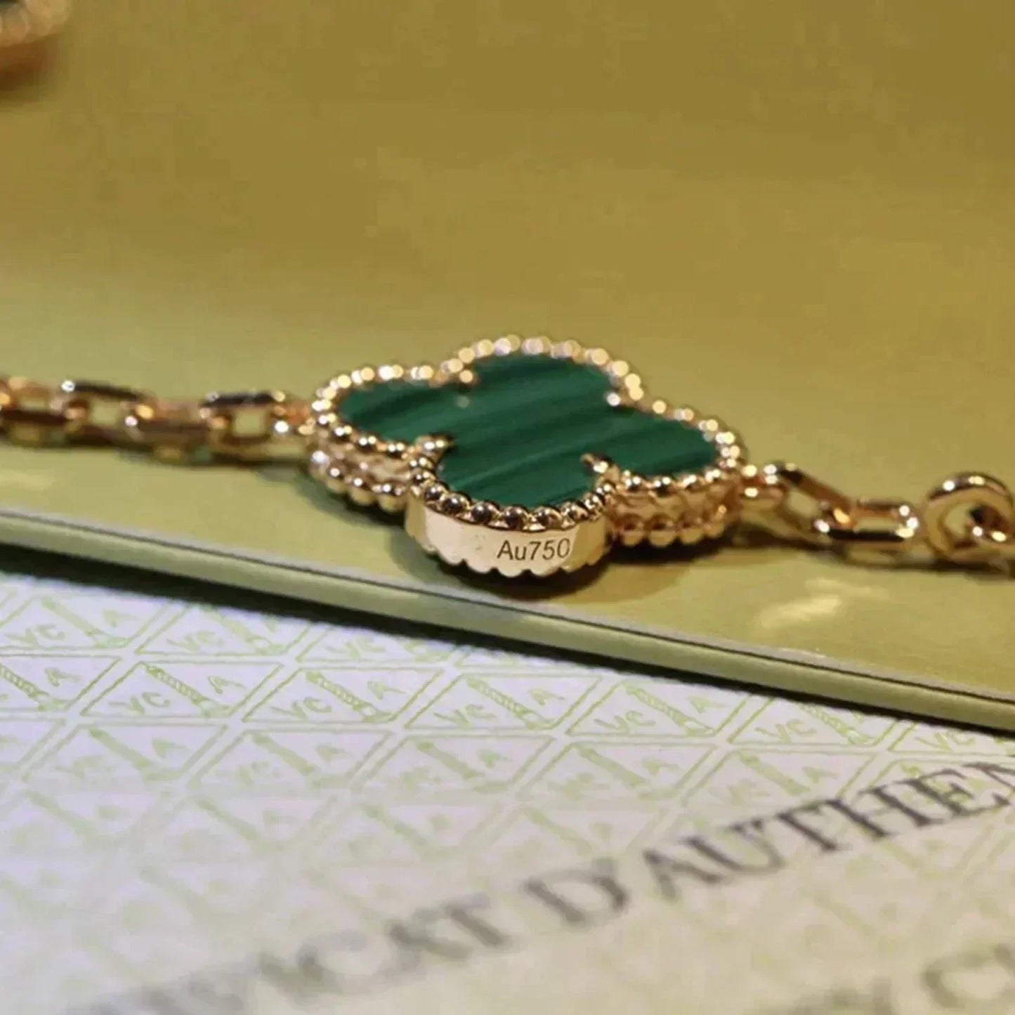 [Perla Lux]CLOVER 5 MOTIFS MALACHITE BRACELET