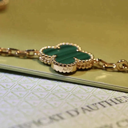[Perla Lux]CLOVER 5 MOTIFS MALACHITE BRACELET