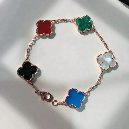 [Perla Lux]CLOVER 5 MOTIFS MULTICOLOR  BRACELET