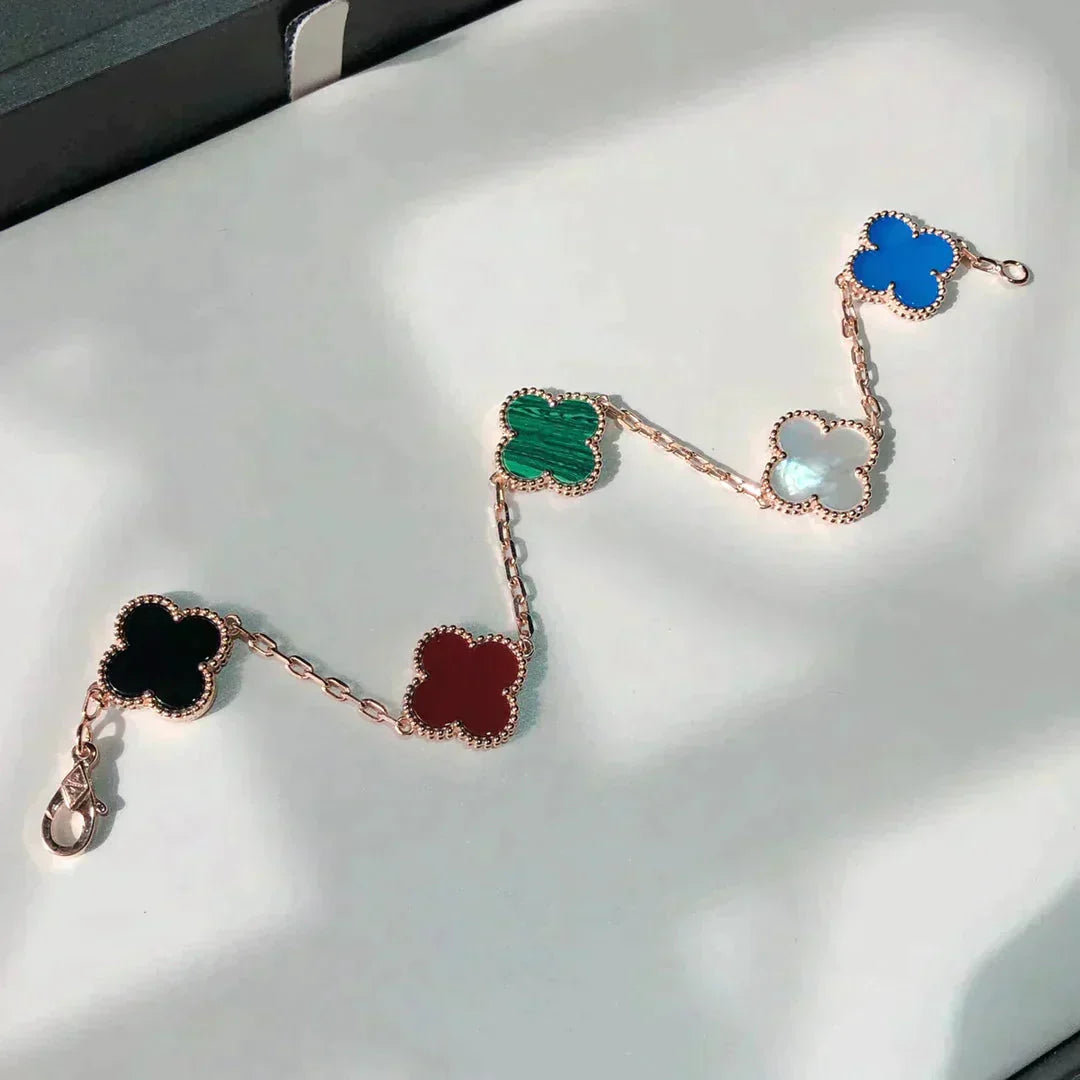 [Perla Lux]CLOVER 5 MOTIFS MULTICOLOR  BRACELET