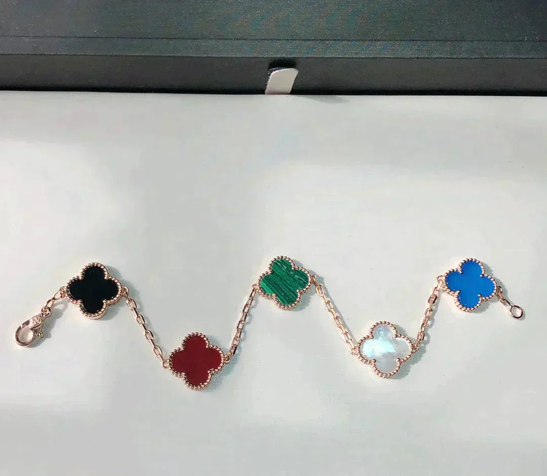 [Perla Lux]CLOVER 5 MOTIFS MULTICOLOR  BRACELET