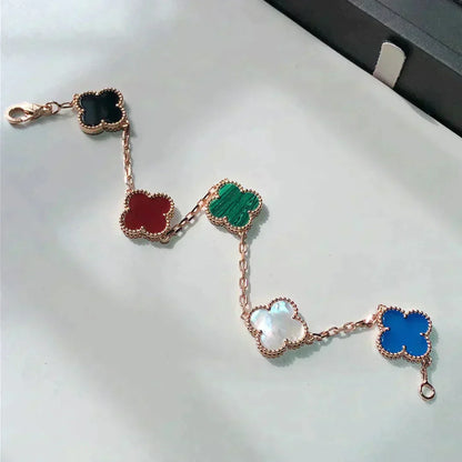 [Perla Lux]CLOVER 5 MOTIFS MULTICOLOR  BRACELET